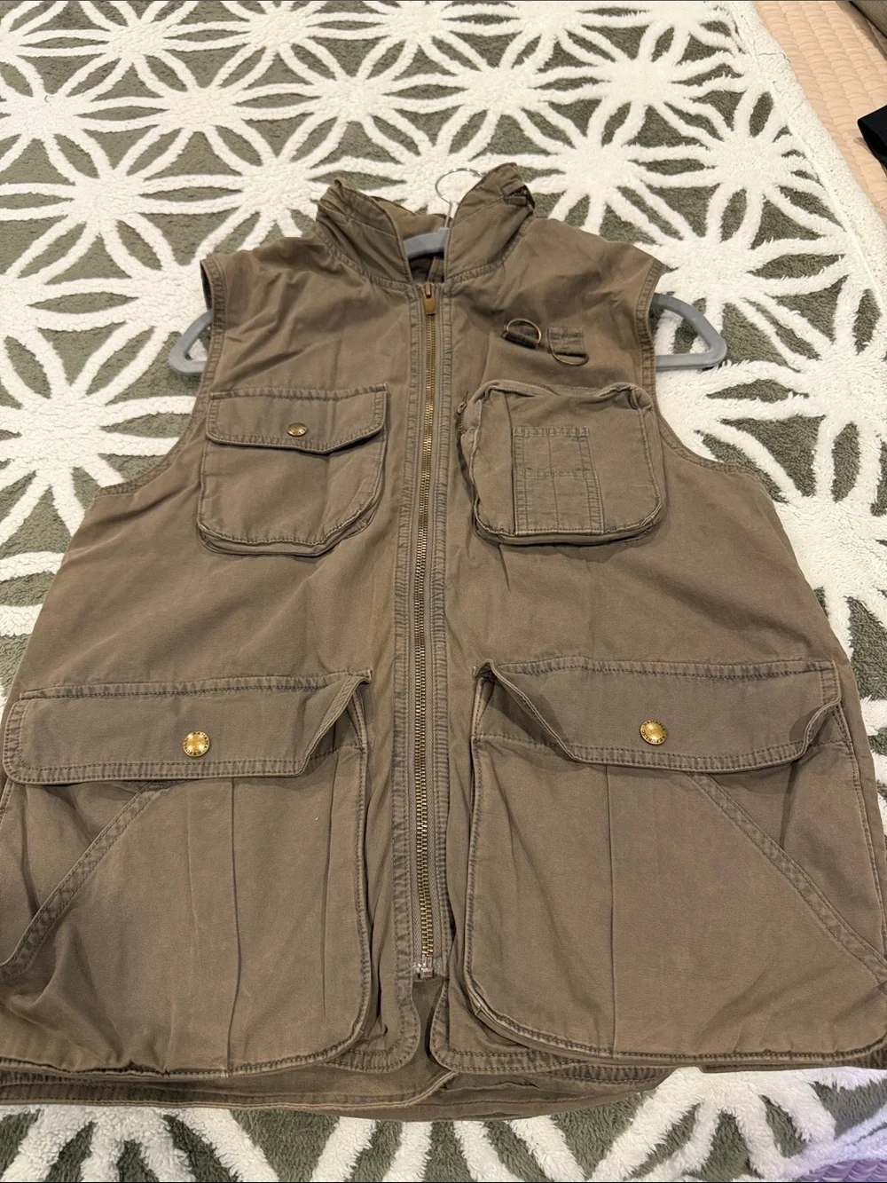 Banana Republic Men's Brown Utility Vest with Multiple Pockets